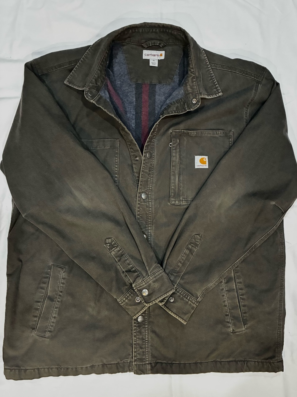 Carhartt Men's Canvas Shirt Jac with Fleece Lining